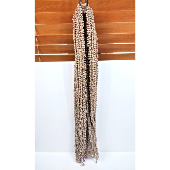 Soft Acrylic Fringed Scarf Tan Brown Soft Loop Made In Taiwan 56”x7" - Picture 7 of 9
